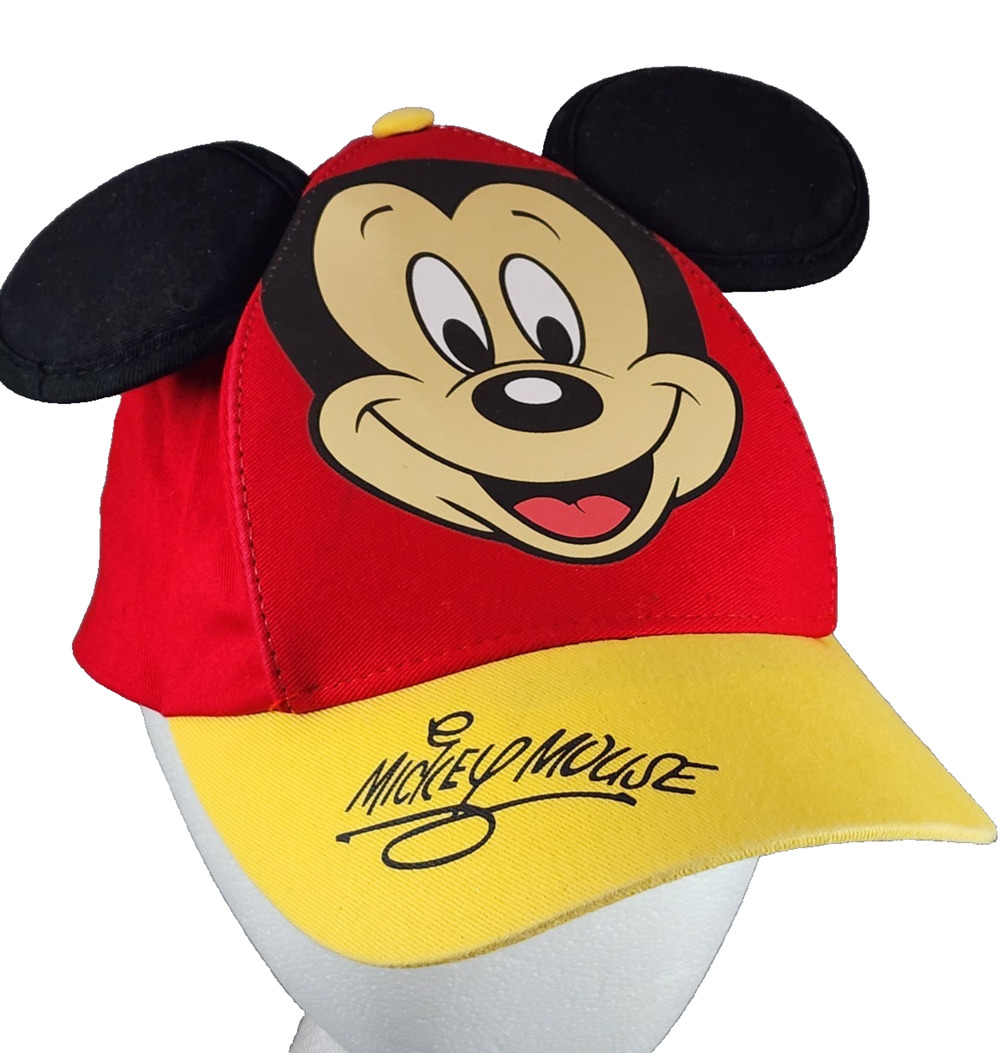 Disney Parks Mickey Mouse Hat w/Ears Youth 54-57cm Signature Yellow Snapback